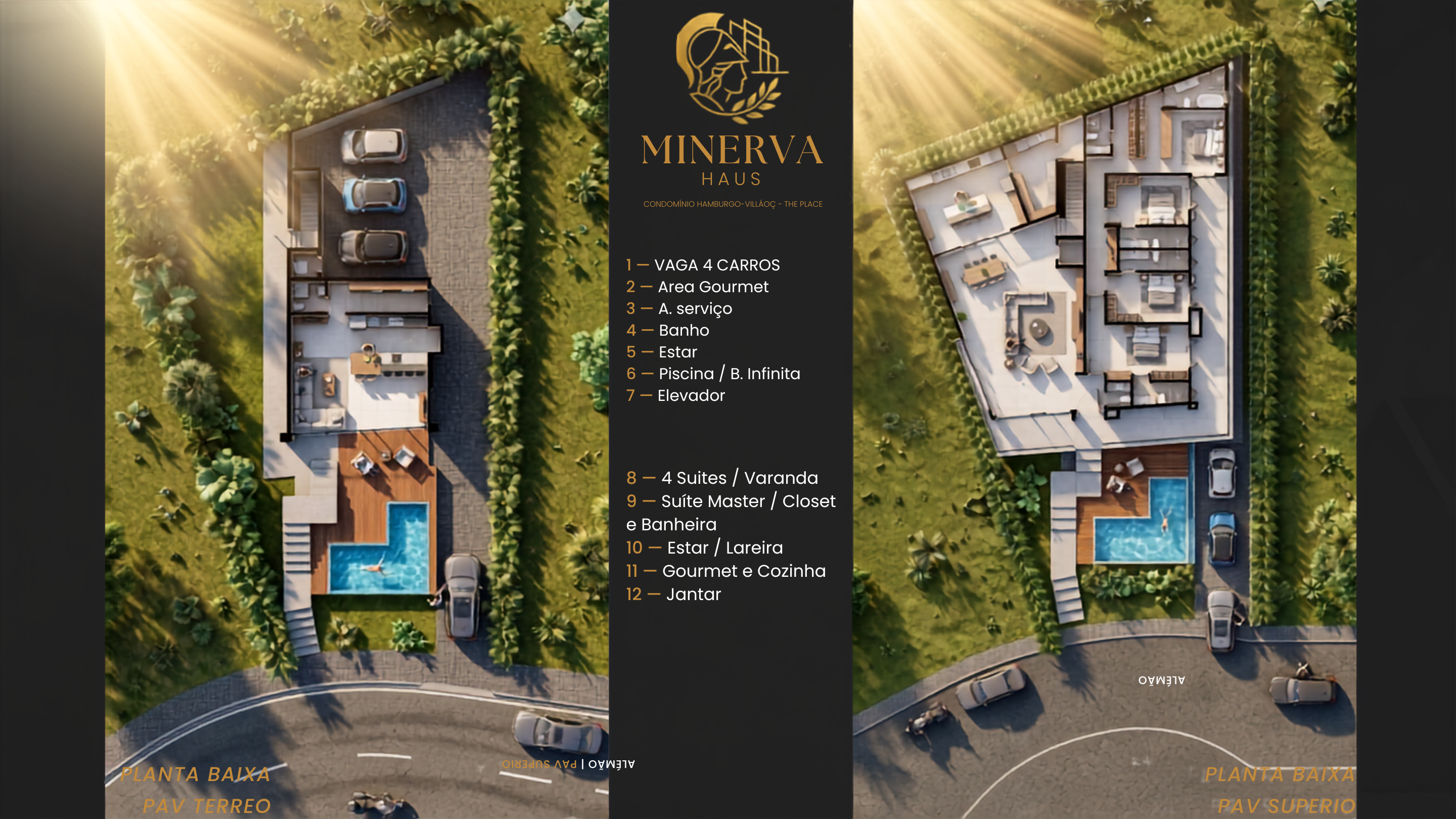 Planta técnica da residência Minerva Haus